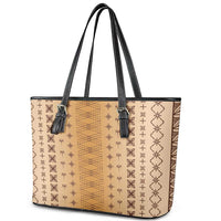 Beige Samoa Malu Tattoo Inspired Leather Tote Bag - Polynesian Pride