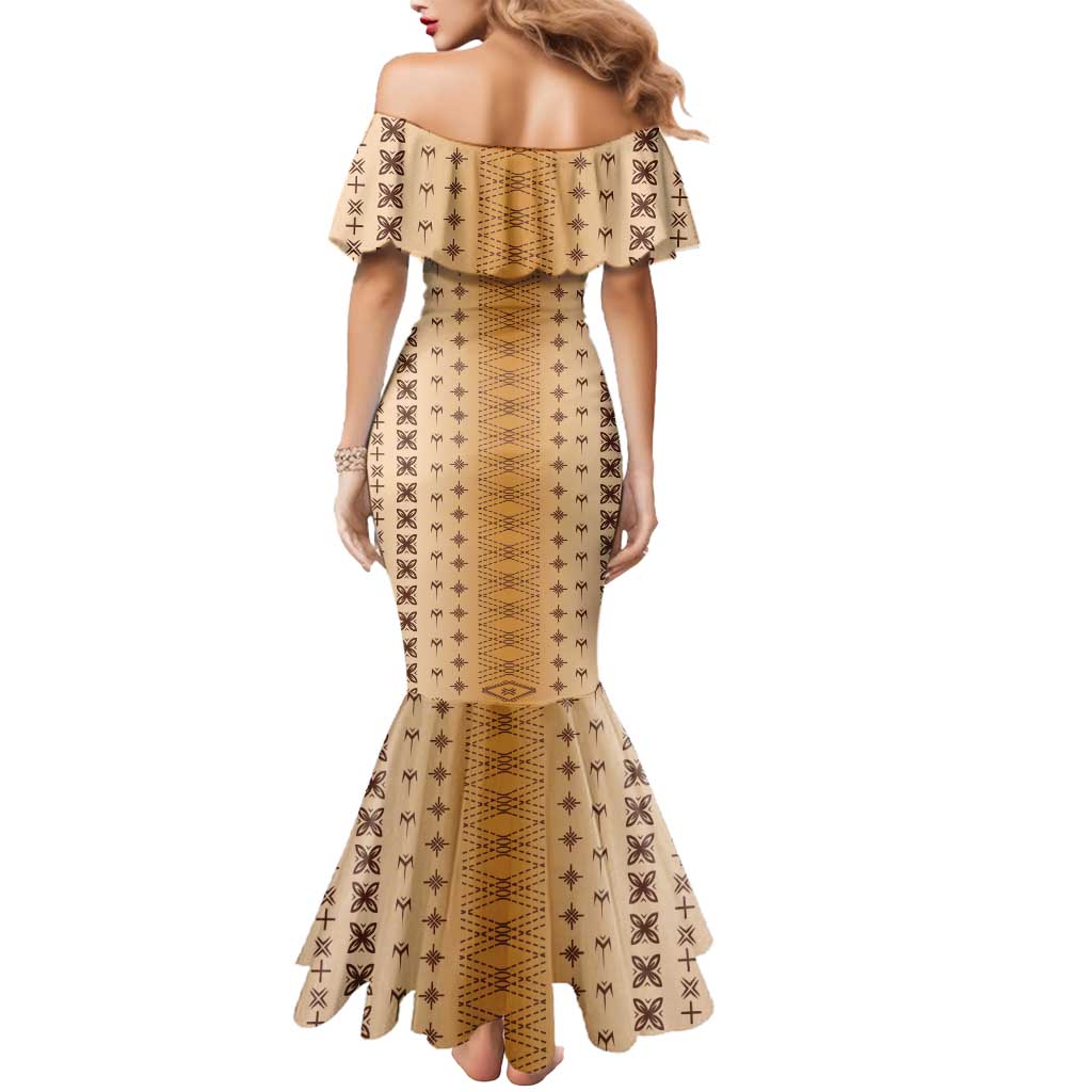 Beige Samoa Malu Tattoo Inspired Mermaid Dress - Polynesian Pride