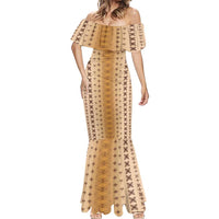 Beige Samoa Malu Tattoo Inspired Mermaid Dress - Polynesian Pride