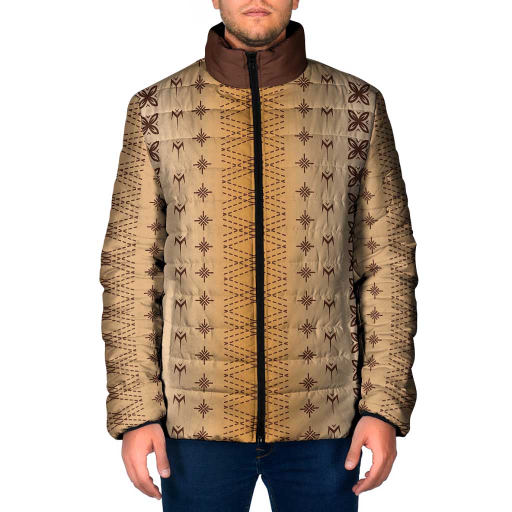 Beige Samoa Malu Tattoo Inspired Padded Jacket - Polynesian Pride