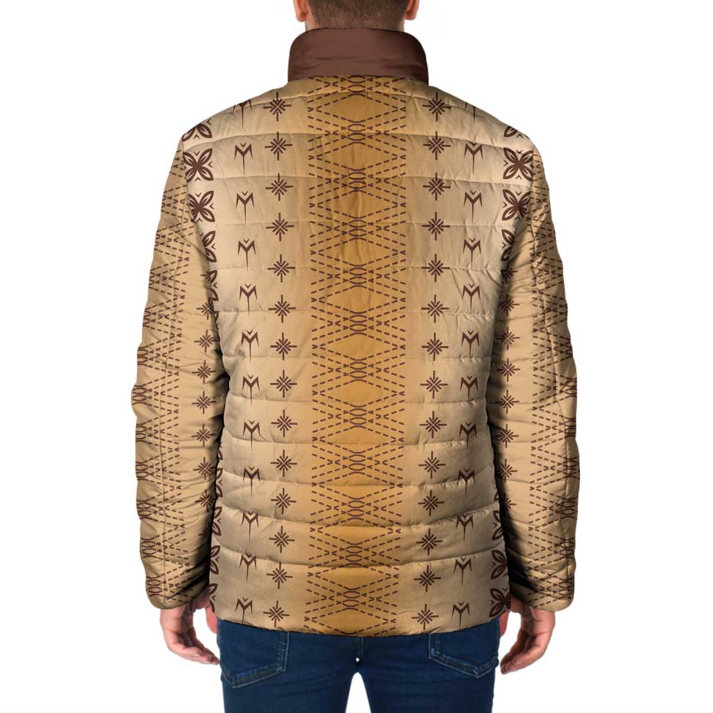 Beige Samoa Malu Tattoo Inspired Padded Jacket - Polynesian Pride