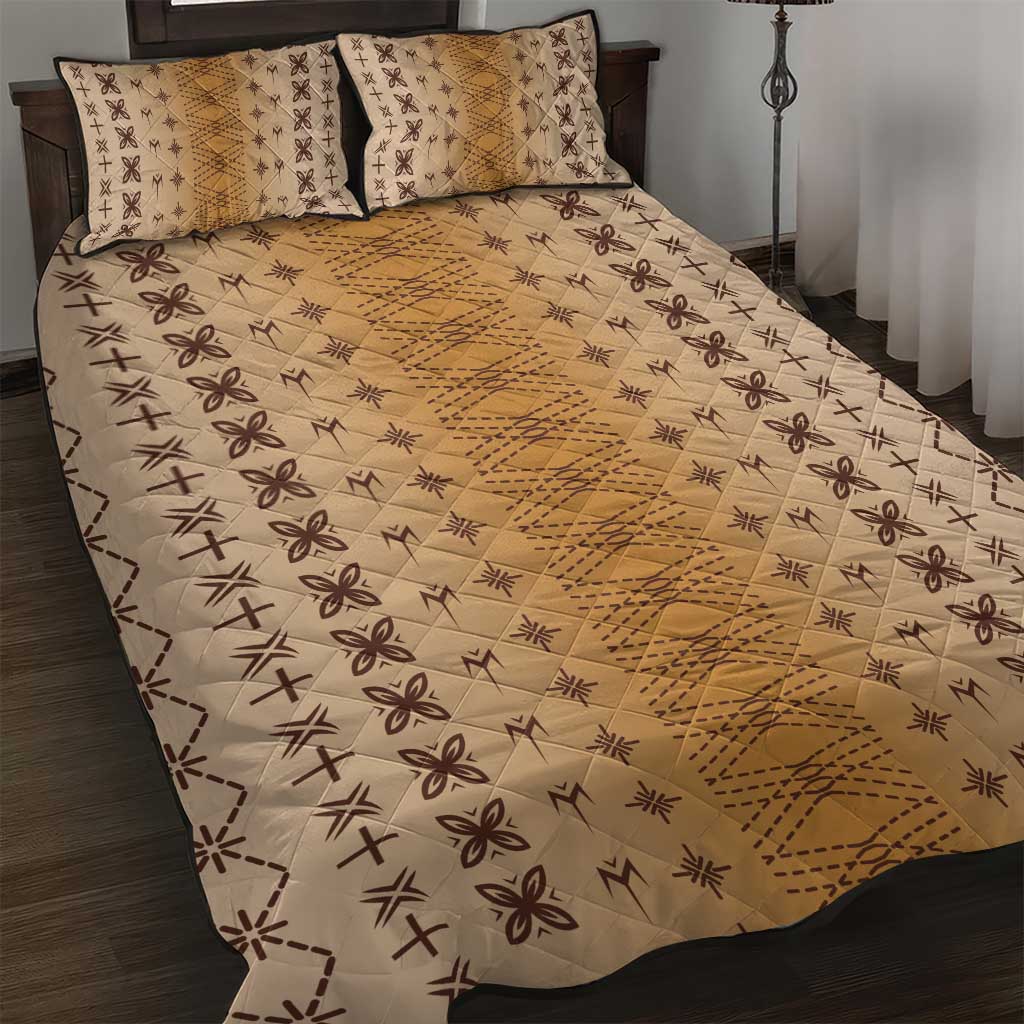 Beige Samoa Malu Tattoo Inspired Quilt Bed Set - Polynesian Pride