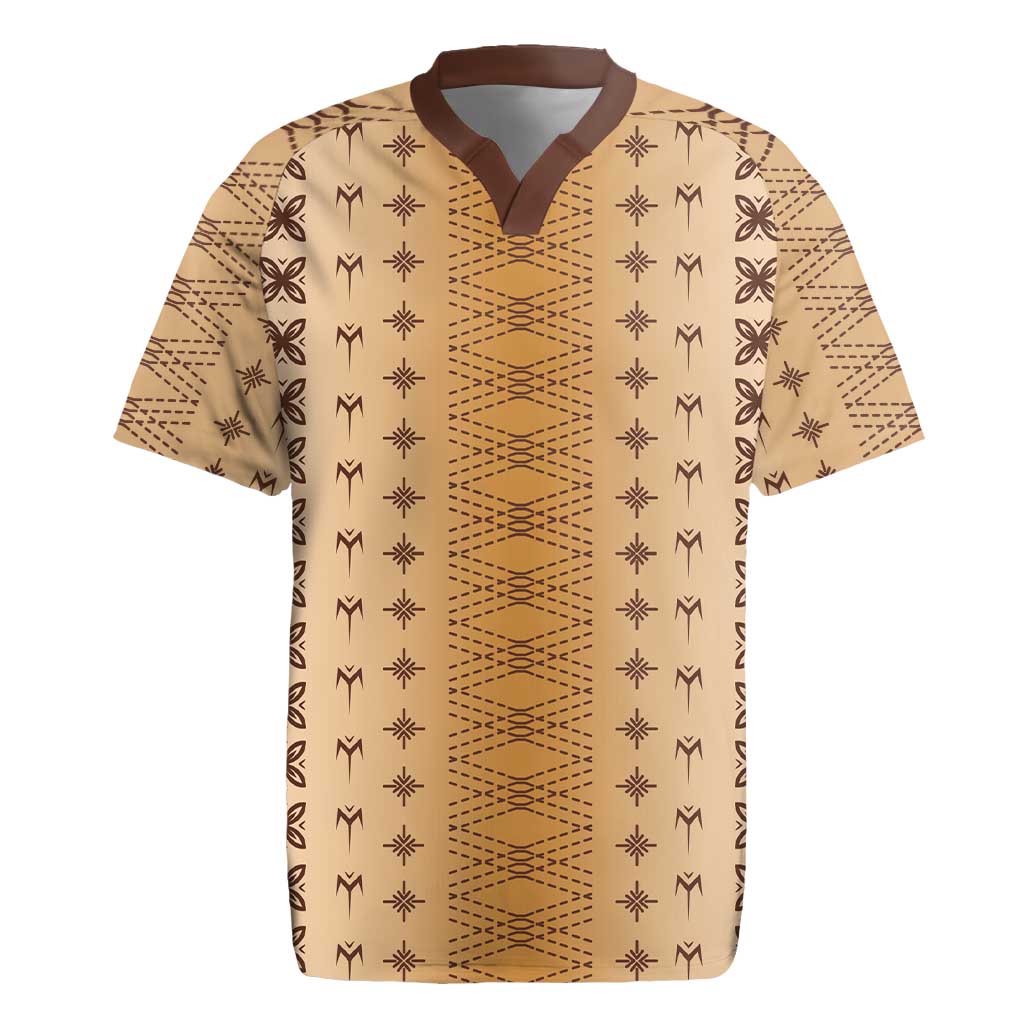 Beige Samoa Malu Tattoo Inspired Rugby Jersey - Polynesian Pride
