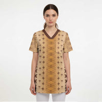 Beige Samoa Malu Tattoo Inspired Scrub Top LT05 - Polynesian Pride
