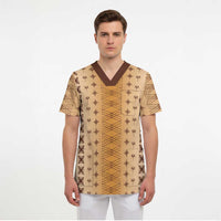Beige Samoa Malu Tattoo Inspired Scrub Top LT05 - Polynesian Pride