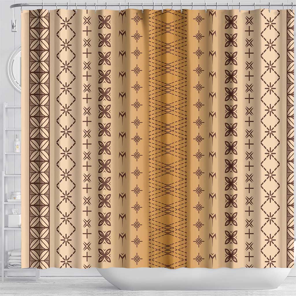 Beige Samoa Malu Tattoo Inspired Shower Curtain - Polynesian Pride