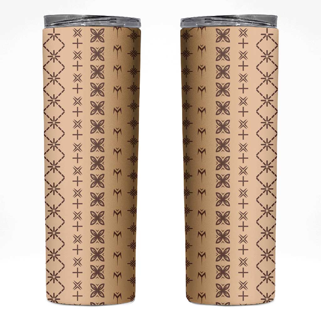 Beige Samoa Malu Tattoo Inspired Skinny Tumbler - Polynesian Pride