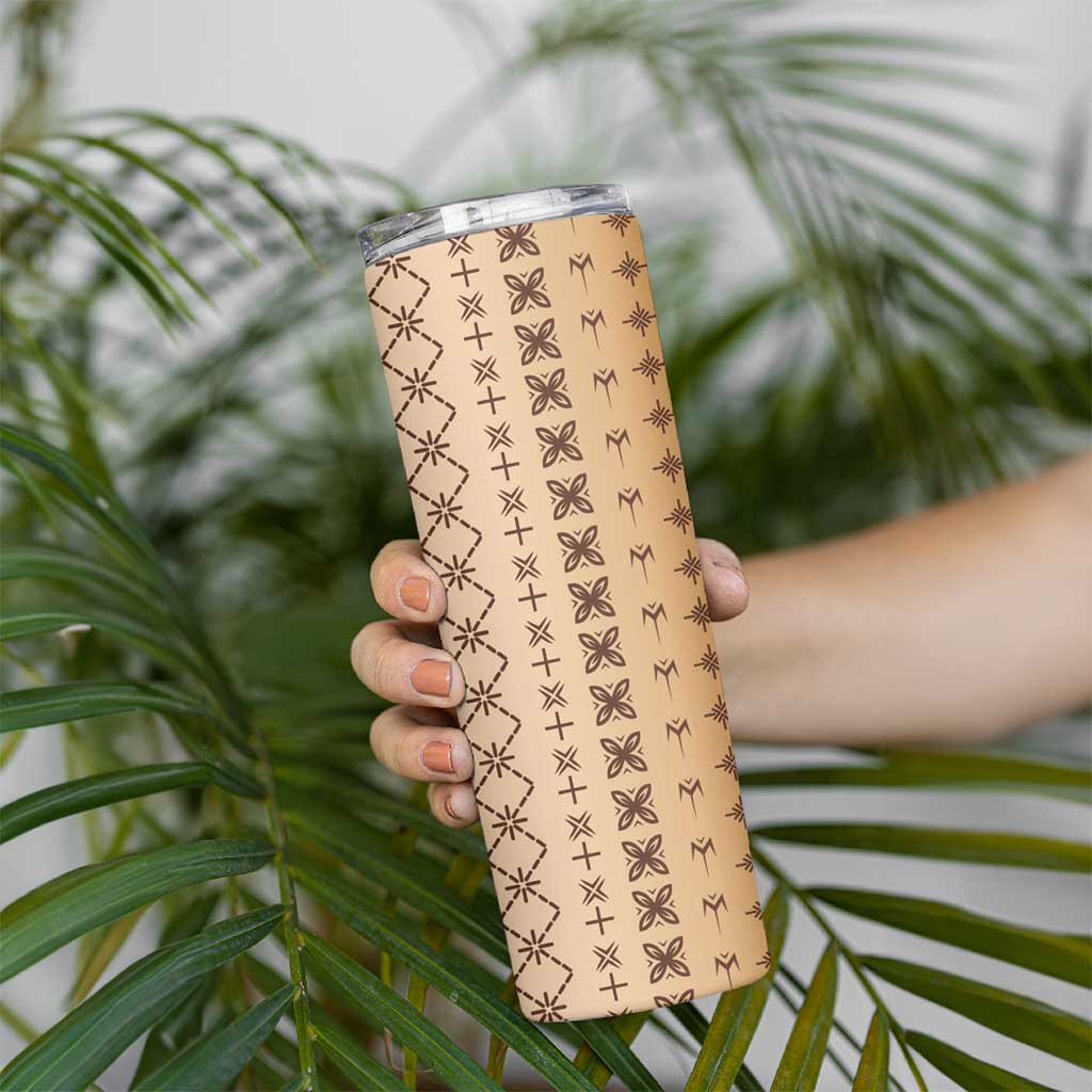 Beige Samoa Malu Tattoo Inspired Skinny Tumbler - Polynesian Pride