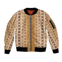 Beige Samoa Malu Tattoo Inspired Sleeve Zip Bomber Jacket LT05 Unisex Beige - Polynesian Pride