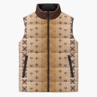 Beige Samoa Malu Tattoo Inspired Sleeveless Puffer Jacket - Polynesian Pride