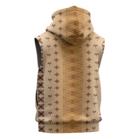 Beige Samoa Malu Tattoo Inspired Sleeveless Zip Hoodie LT05 - Polynesian Pride