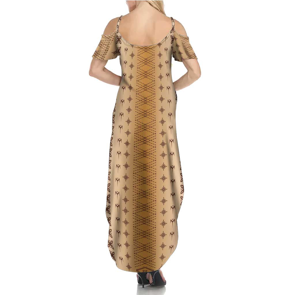 Beige Samoa Malu Tattoo Inspired Summer Maxi Dress LT05 - Polynesian Pride