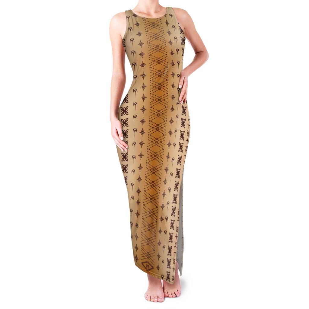 Beige Samoa Malu Tattoo Inspired Tank Maxi Dress LT05 Women Beige - Polynesian Pride