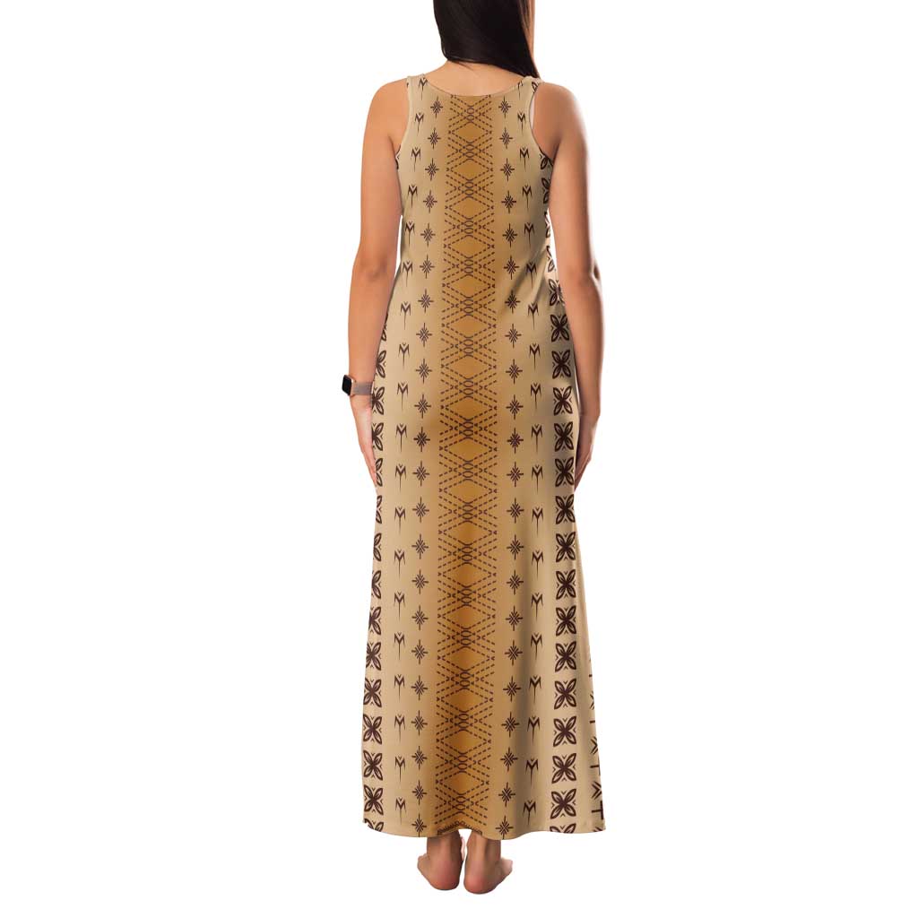 Beige Samoa Malu Tattoo Inspired Tank Maxi Dress LT05 - Polynesian Pride