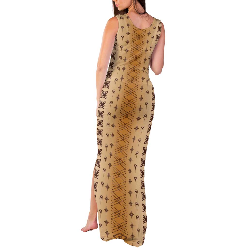 Beige Samoa Malu Tattoo Inspired Tank Maxi Dress LT05 - Polynesian Pride