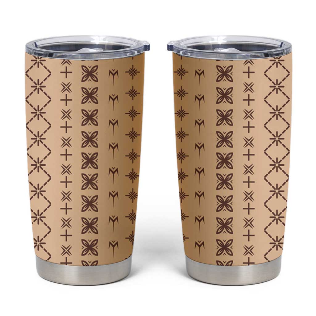 Beige Samoa Malu Tattoo Inspired Tumbler Cup - Polynesian Pride