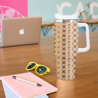 Beige Samoa Malu Tattoo Inspired Tumbler With Handle - Polynesian Pride