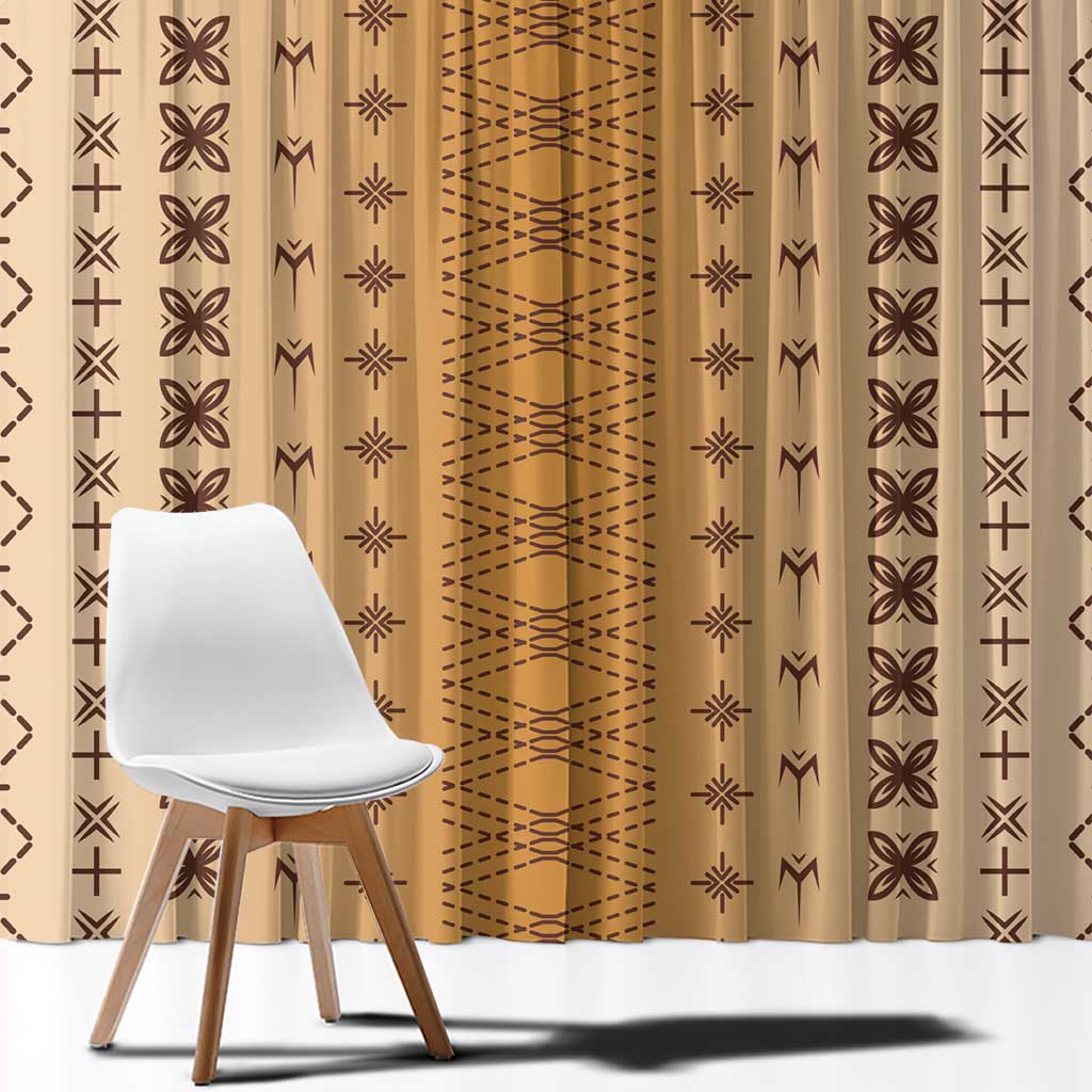 Beige Samoa Malu Tattoo Inspired Window Curtain - Polynesian Pride