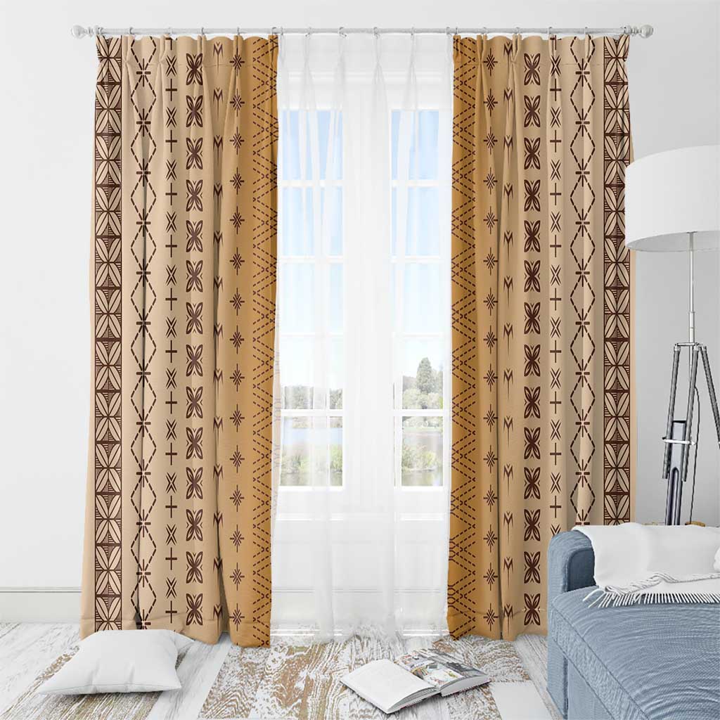 Beige Samoa Malu Tattoo Inspired Window Curtain - Polynesian Pride