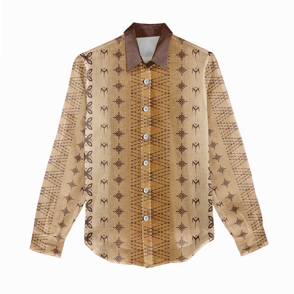 Beige Samoa Malu Tattoo Inspired Women Casual Shirt - Polynesian Pride