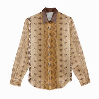 Beige Samoa Malu Tattoo Inspired Women Casual Shirt - Polynesian Pride