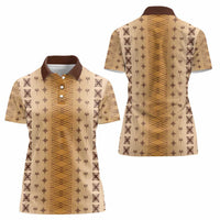 Beige Samoa Malu Tattoo Inspired Women Polo Shirt - Polynesian Pride