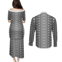Black Samoa Malu Tattoo Inspired Couples Matching Puletasi and Long Sleeve Button Shirt - Polynesian Pride