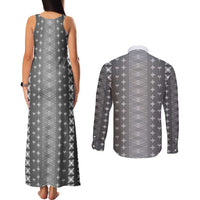 Black Samoa Malu Tattoo Inspired Couples Matching Tank Maxi Dress and Long Sleeve Button Shirt LT05 - Polynesian Pride