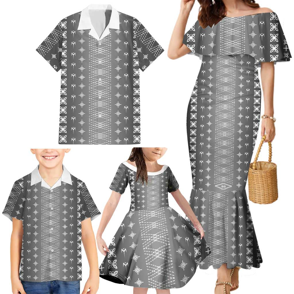 Black Samoa Malu Tattoo Inspired Family Matching Mermaid Dress and Hawaiian Shirt LT05 - Polynesian Pride