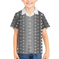 Black Samoa Malu Tattoo Inspired Family Matching Off Shoulder Short Dress and Hawaiian Shirt LT05 Son's Shirt Black - Polynesian Pride