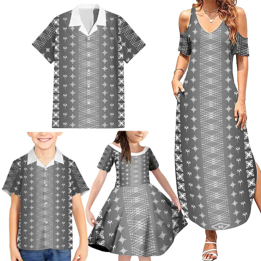 Black Samoa Malu Tattoo Inspired Family Matching Summer Maxi Dress and Hawaiian Shirt LT05 - Polynesian Pride