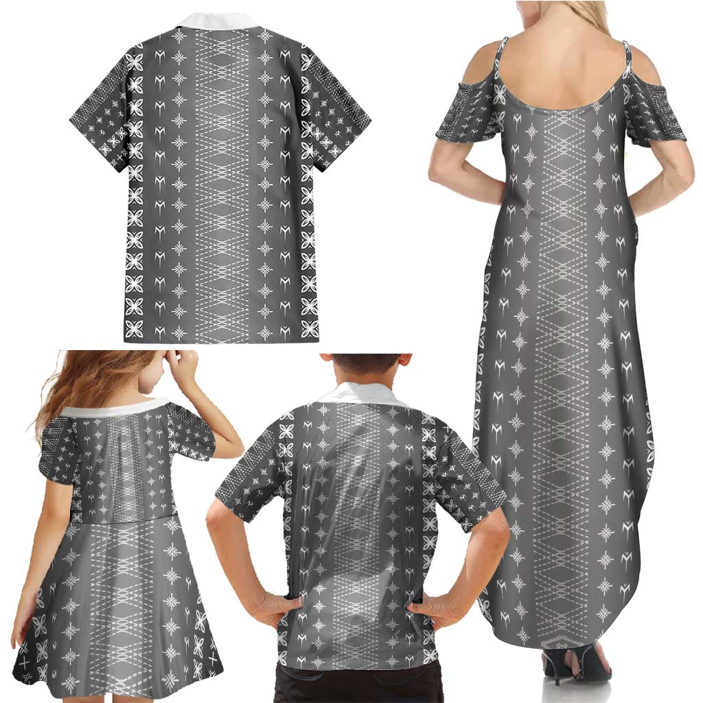 Black Samoa Malu Tattoo Inspired Family Matching Summer Maxi Dress and Hawaiian Shirt - Polynesian Pride