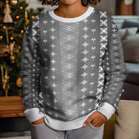 Black Samoa Malu Tattoo Inspired Kid Ugly Christmas Sweater - Polynesian Pride