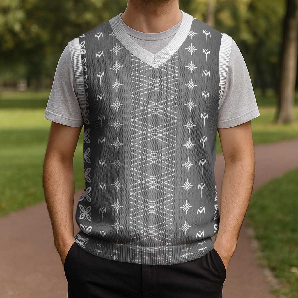 Black Samoa Malu Tattoo Inspired Christmas Knitted V-Neck Vest - Polynesian Pride