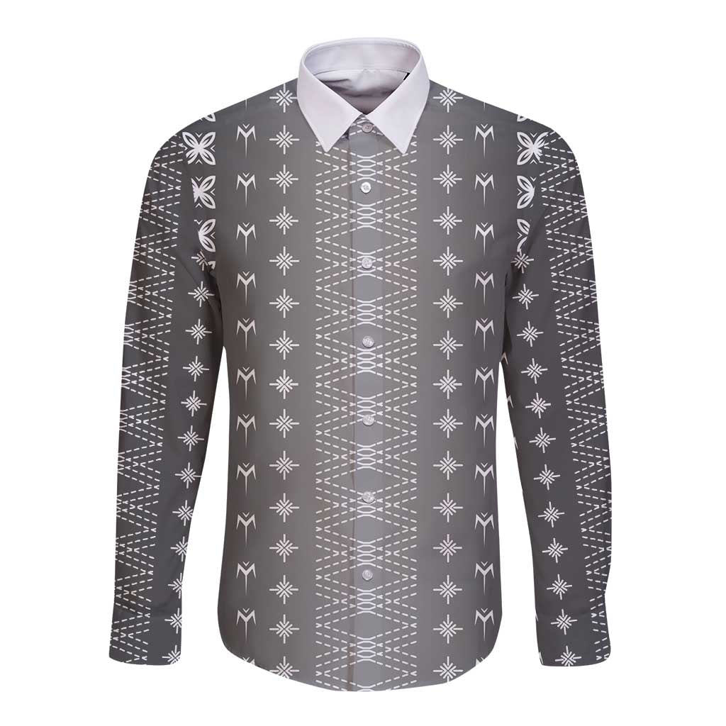 Black Samoa Malu Tattoo Inspired Long Sleeve Button Shirt LT05 Unisex Black - Polynesian Pride