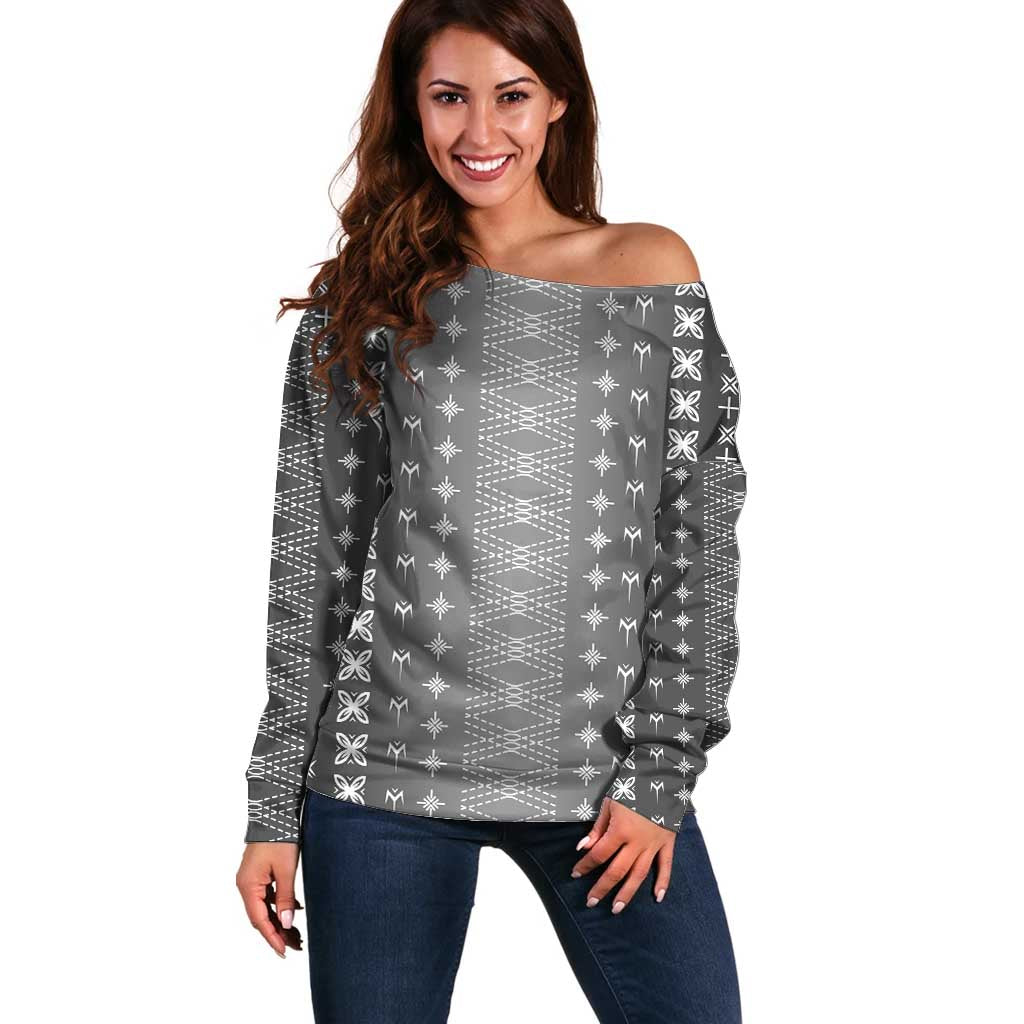 Black Samoa Malu Tattoo Inspired Off Shoulder Sweater LT05 Women Black - Polynesian Pride