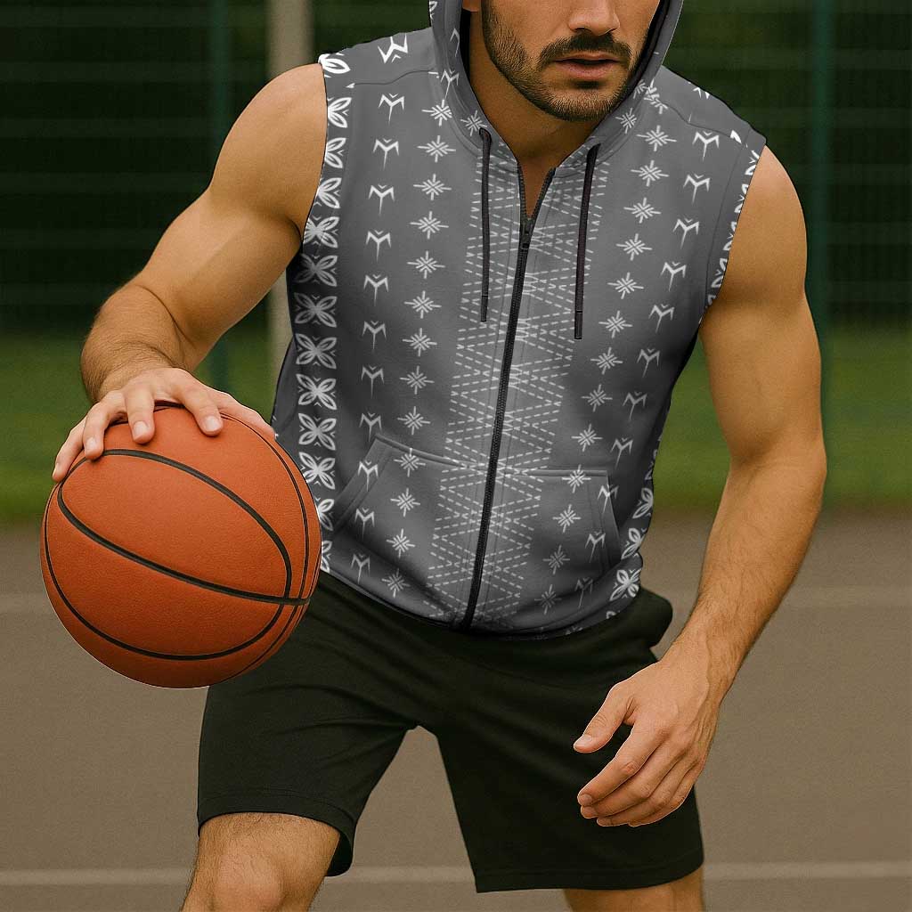 Black Samoa Malu Tattoo Inspired Sleeveless Zip Hoodie - Polynesian Pride