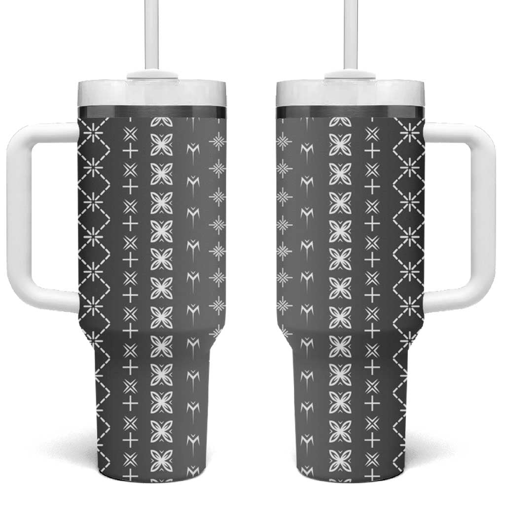 Black Samoa Malu Tattoo Inspired Tumbler With Handle - Polynesian Pride