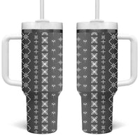 Black Samoa Malu Tattoo Inspired Tumbler With Handle - Polynesian Pride