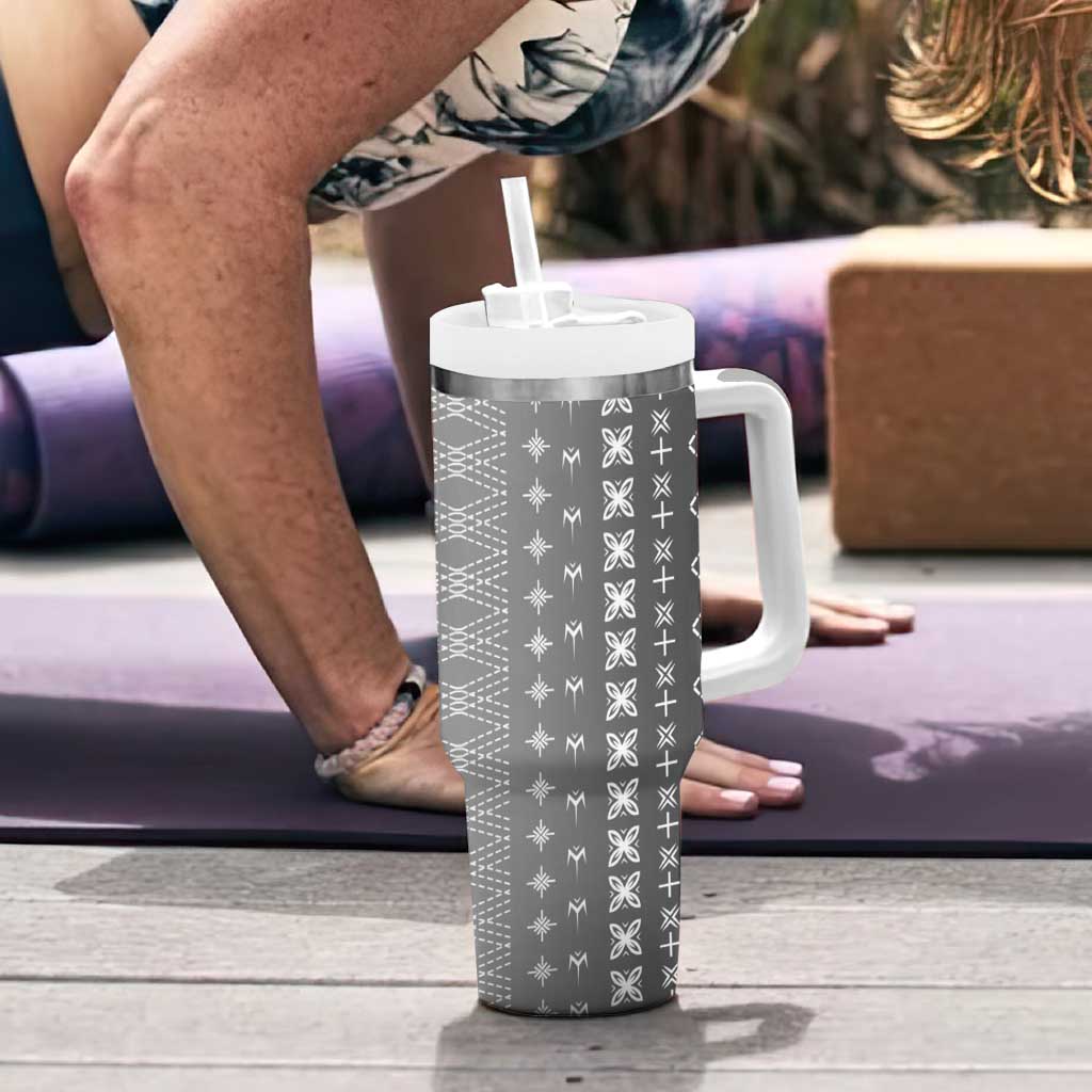 Black Samoa Malu Tattoo Inspired Tumbler With Handle - Polynesian Pride