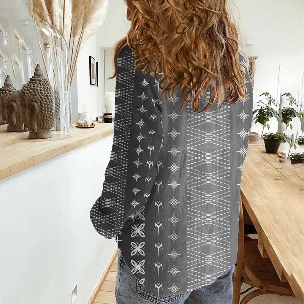 Black Samoa Malu Tattoo Inspired Women Casual Shirt - Polynesian Pride