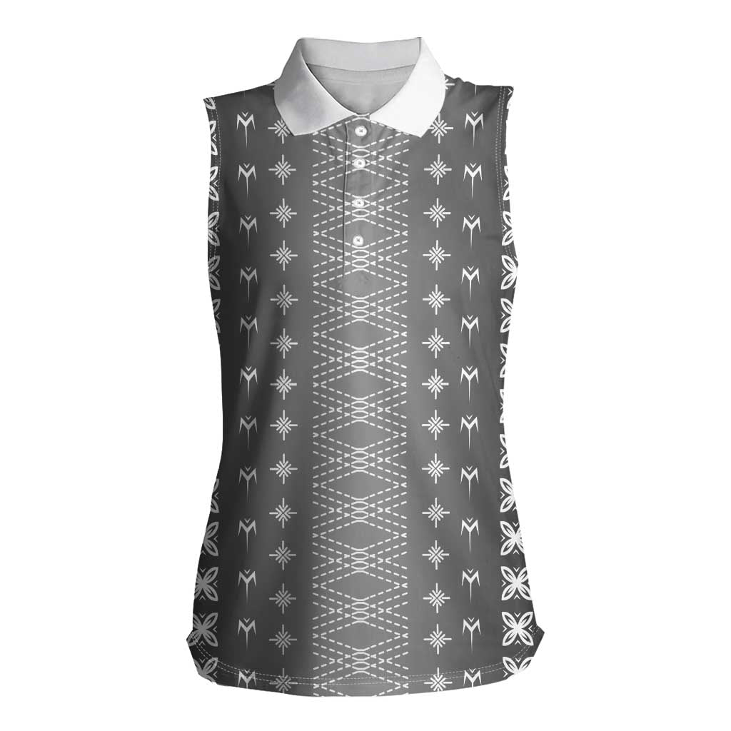 Black Samoa Malu Tattoo Inspired Women Sleeveless Polo Shirt LT05 Female Black - Polynesian Pride