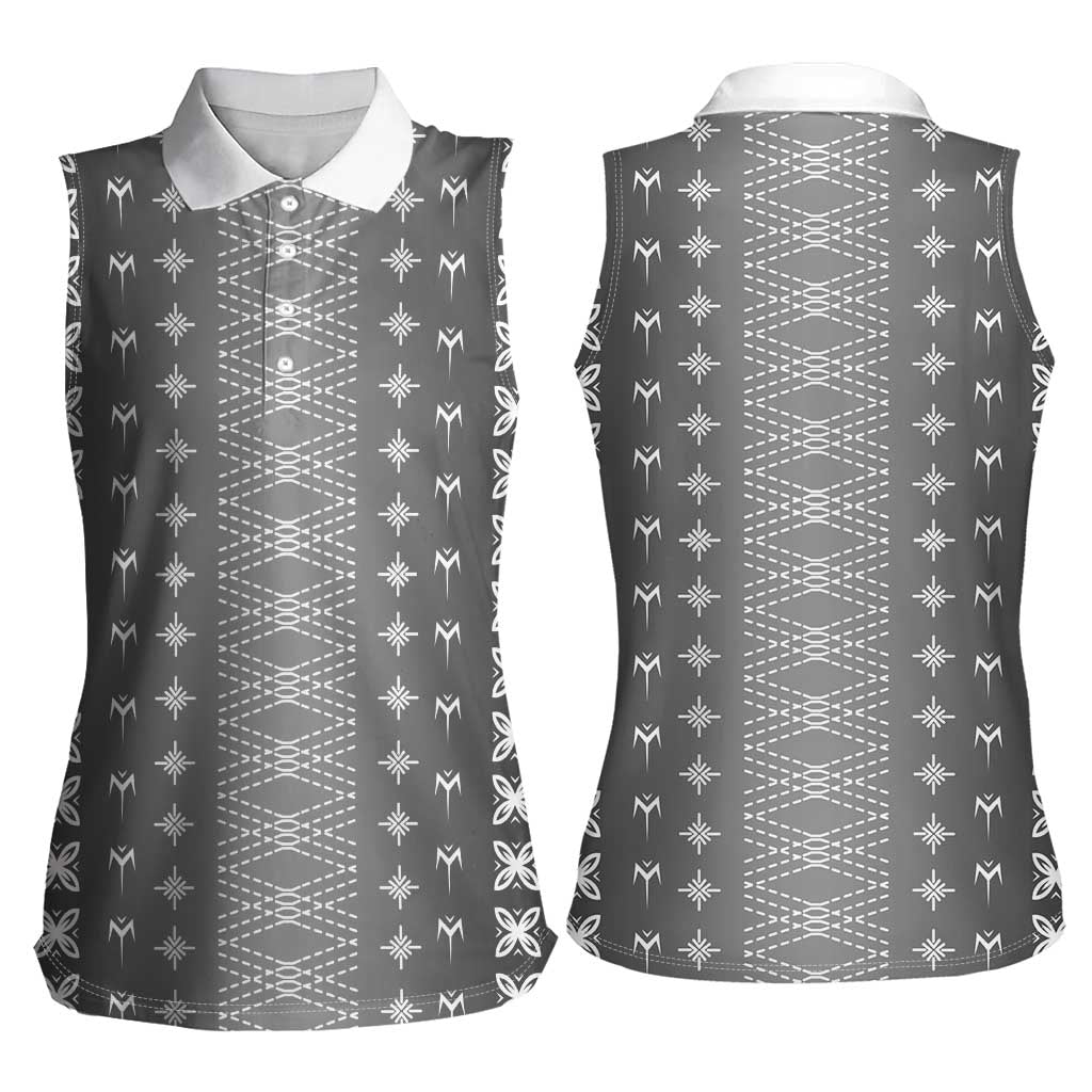 Black Samoa Malu Tattoo Inspired Women Sleeveless Polo Shirt - Polynesian Pride