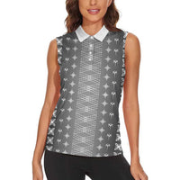 Black Samoa Malu Tattoo Inspired Women Sleeveless Polo Shirt - Polynesian Pride