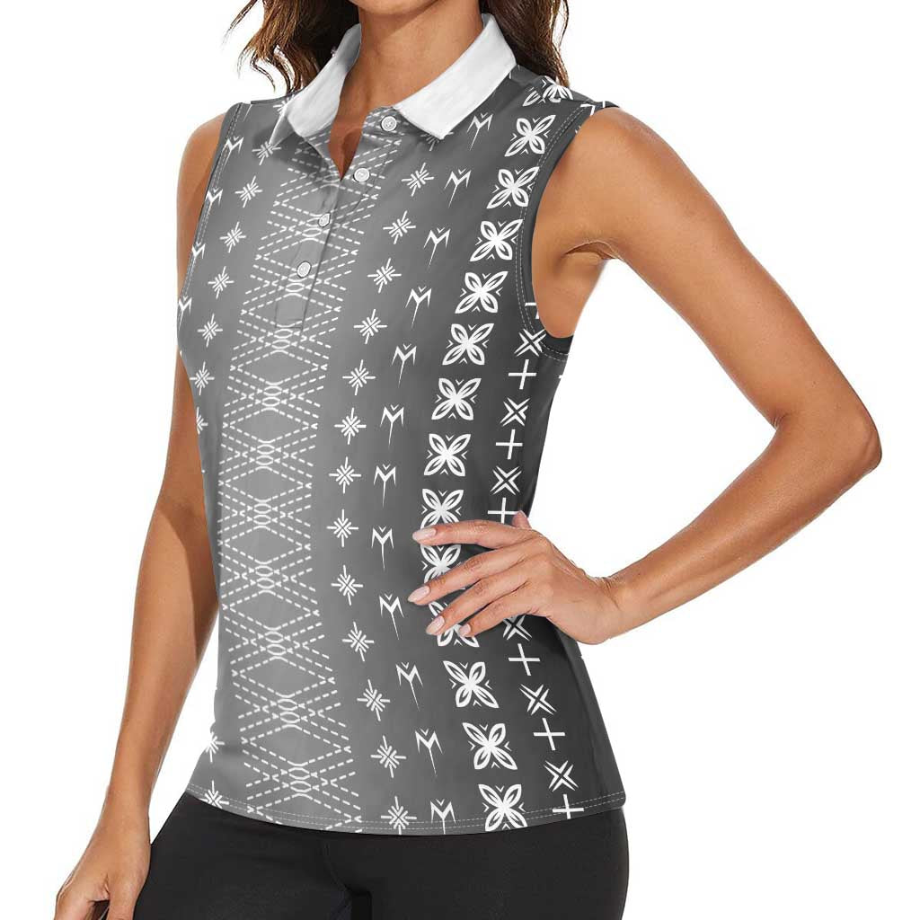 Black Samoa Malu Tattoo Inspired Women Sleeveless Polo Shirt - Polynesian Pride