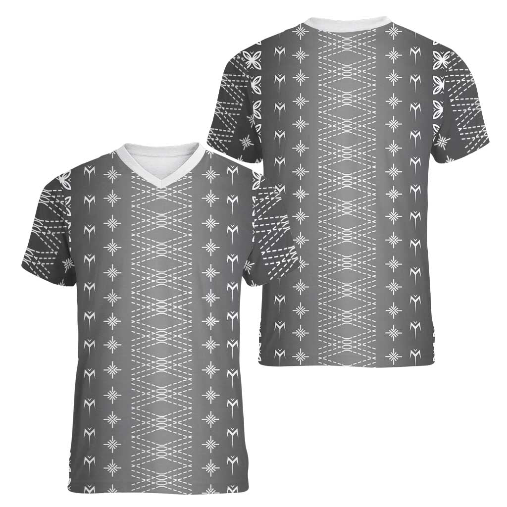 Black Samoa Malu Tattoo Inspired Women V-Neck T-Shirt LT05 - Polynesian Pride