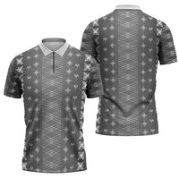 Black Samoa Malu Tattoo Inspired Zipper Polo Shirt - Polynesian Pride