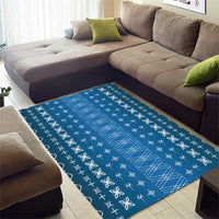 Blue Samoa Malu Tattoo Inspired Area Rug - Polynesian Pride