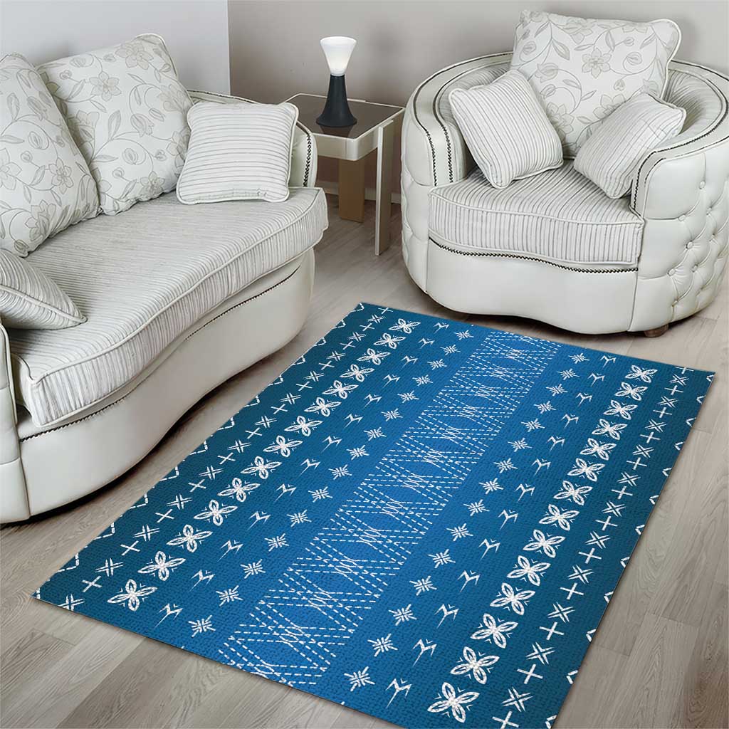 Blue Samoa Malu Tattoo Inspired Area Rug - Polynesian Pride