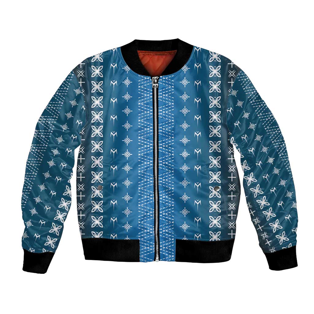 Blue Samoa Malu Tattoo Inspired Bomber Jacket LT05 Unisex Blue - Polynesian Pride